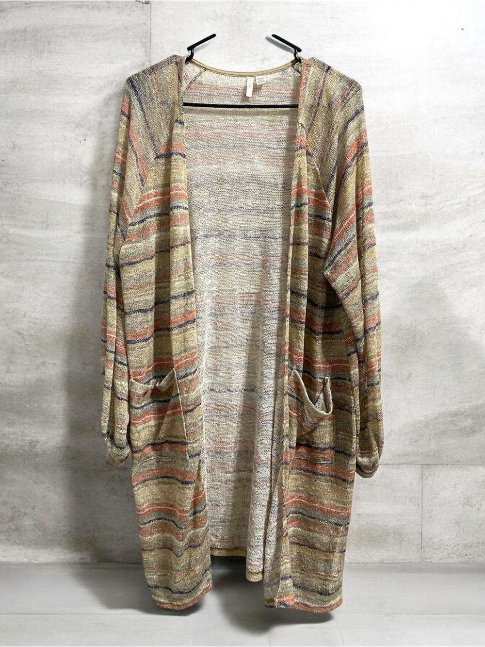 Cato Lightweight Striped Open-Front Sweater Cardigan - Multicolor size 18/20W